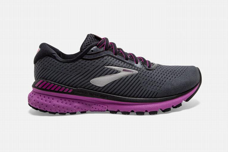 Brooks Adrenaline GTS 20 Road Running Shoes - Women's - Black/Purple (09682-TGEK)